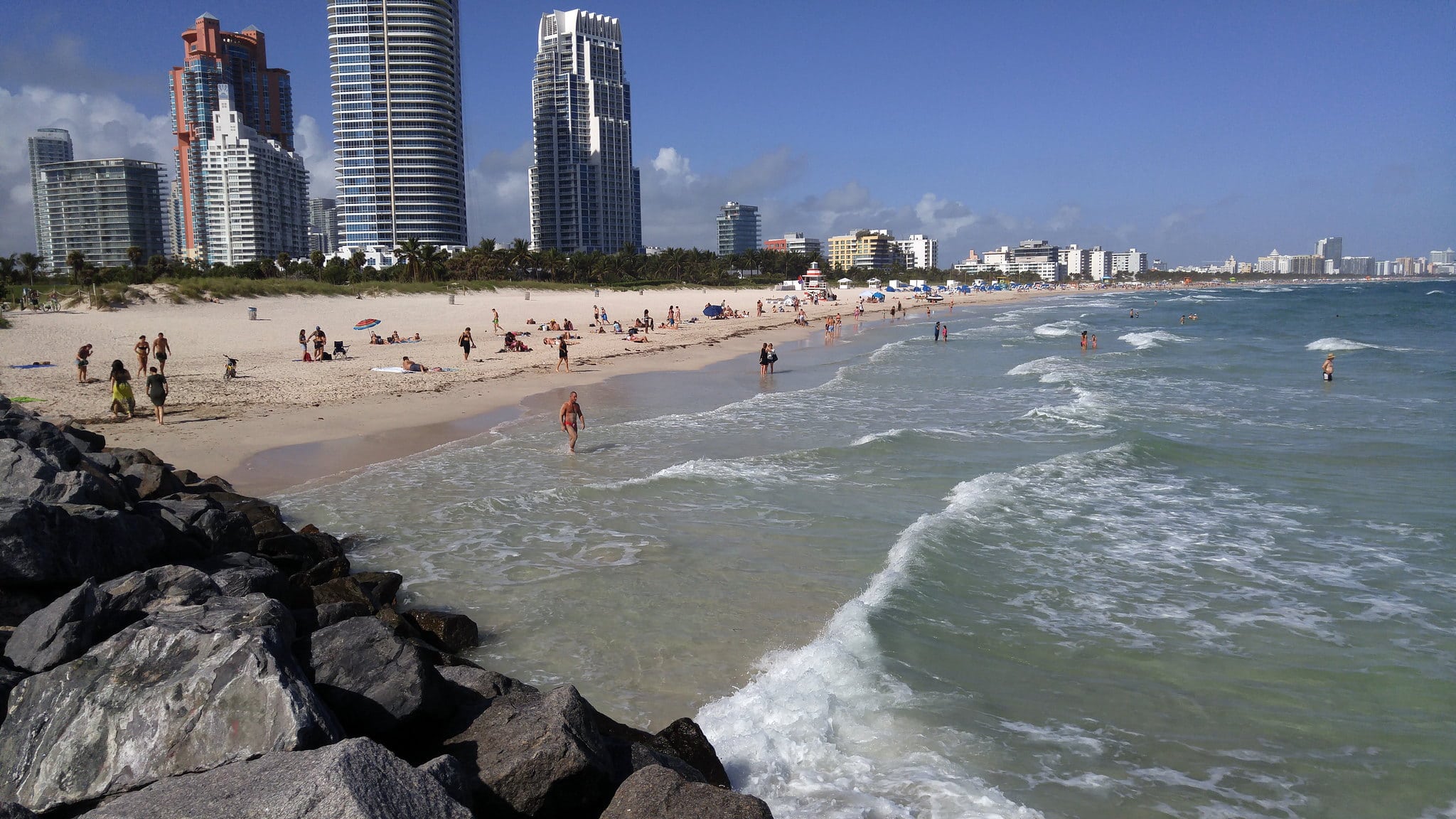 People enjoying Miami Beach, Florida