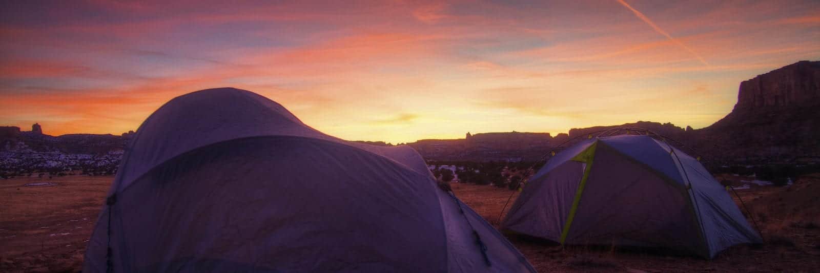 Tent Camping in Utah USA Sunset