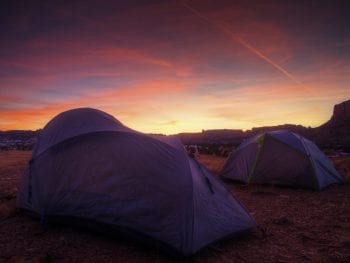 Tent Camping in Utah USA Sunset