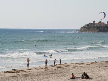 Image of a windsurfer at mission beach in san diego california