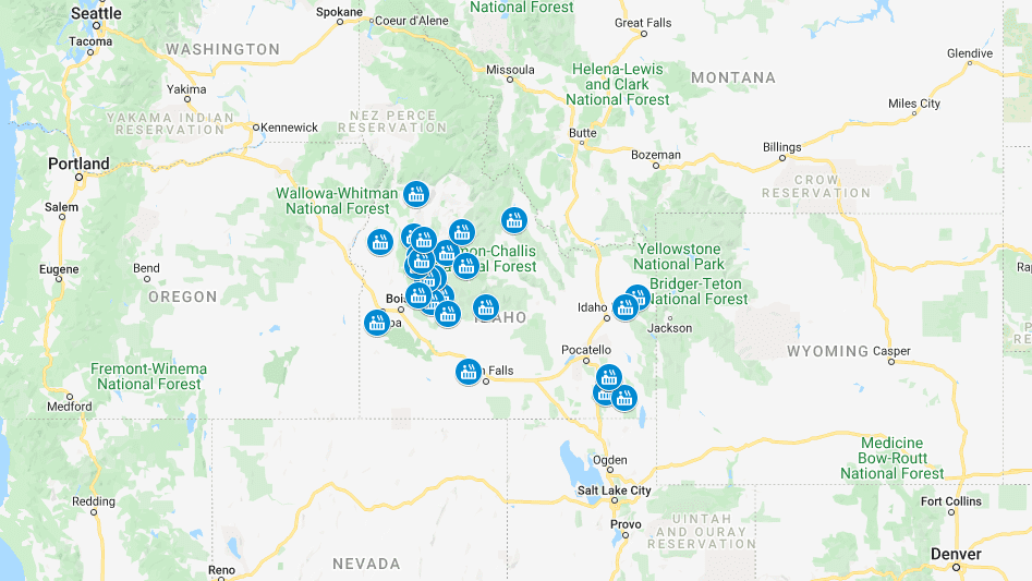 Idaho Hot Springs Map Detailed Map and List on Hot Springs in Idaho