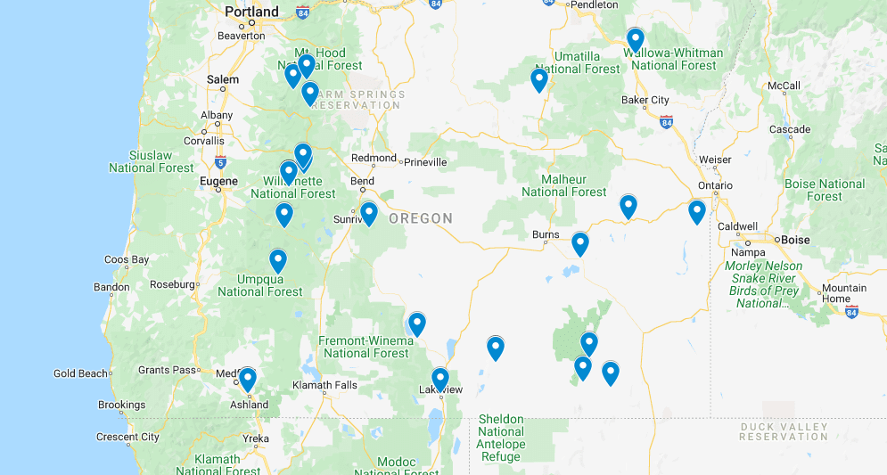 Oregon Hot Springs Map