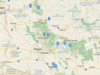 Arizona Waterfalls Map