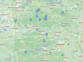 Arkansas Waterfalls Map