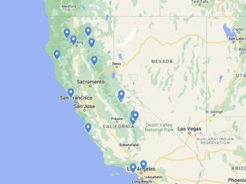 California Waterfalls Map