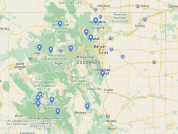Colorado Waterfalls Map