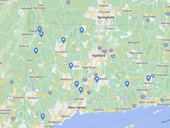 Connecticut Waterfalls Map