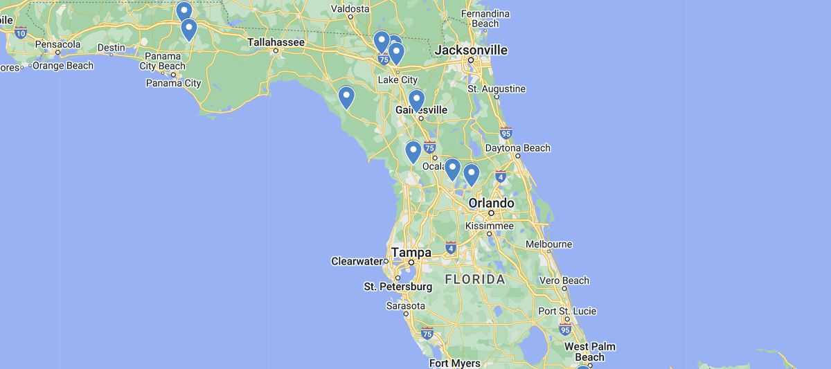 Florida Waterfalls Map