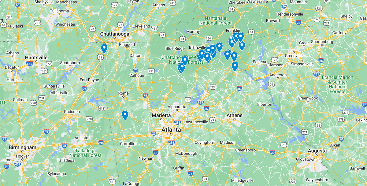 Georgia Waterfalls Map Best Falls - Georgia Waterfalls Map