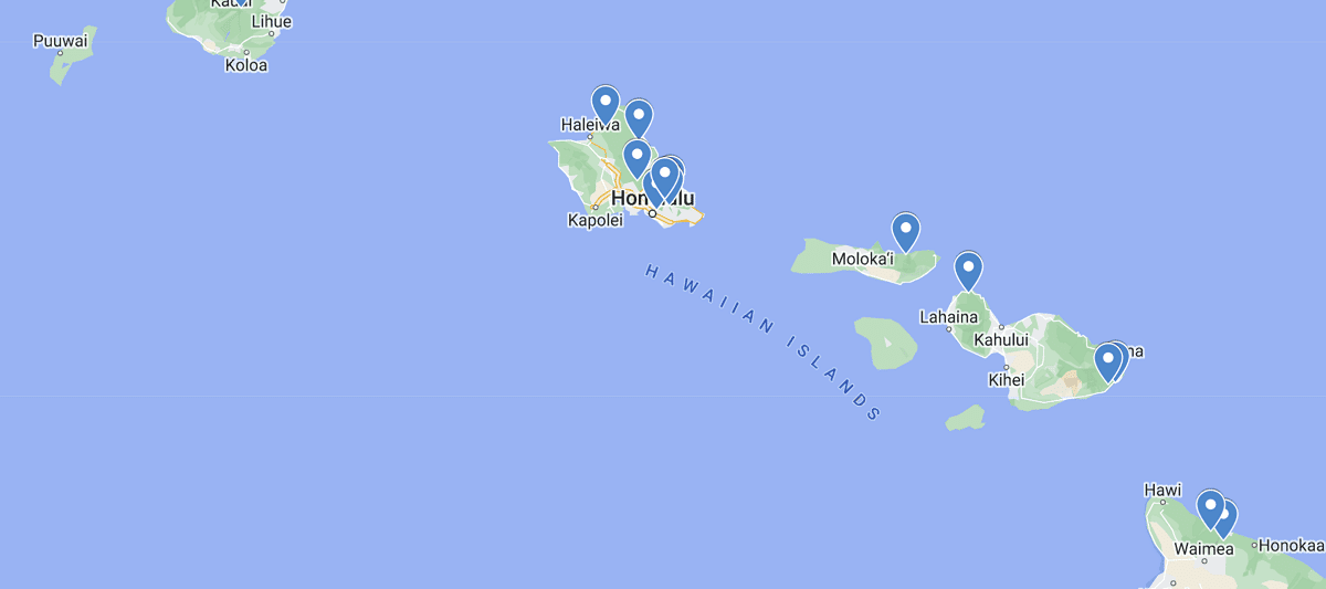 Hawaii Waterfalls Map