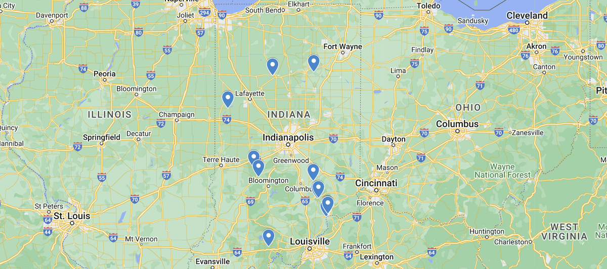 Indiana Waterfalls Map