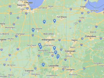 Indiana Waterfalls Map