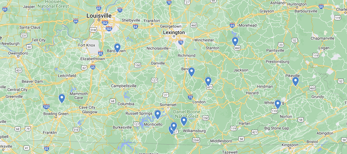 Kentucky Waterfalls Map