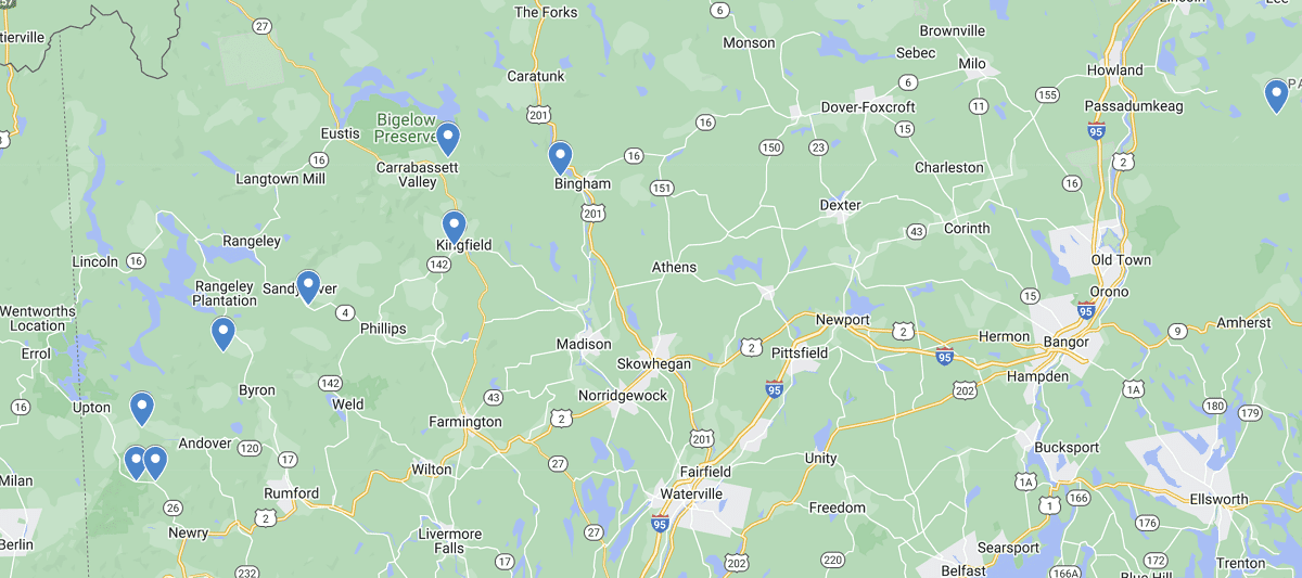 Maine Waterfalls Map