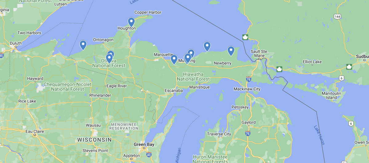 Michigan Waterfalls Map