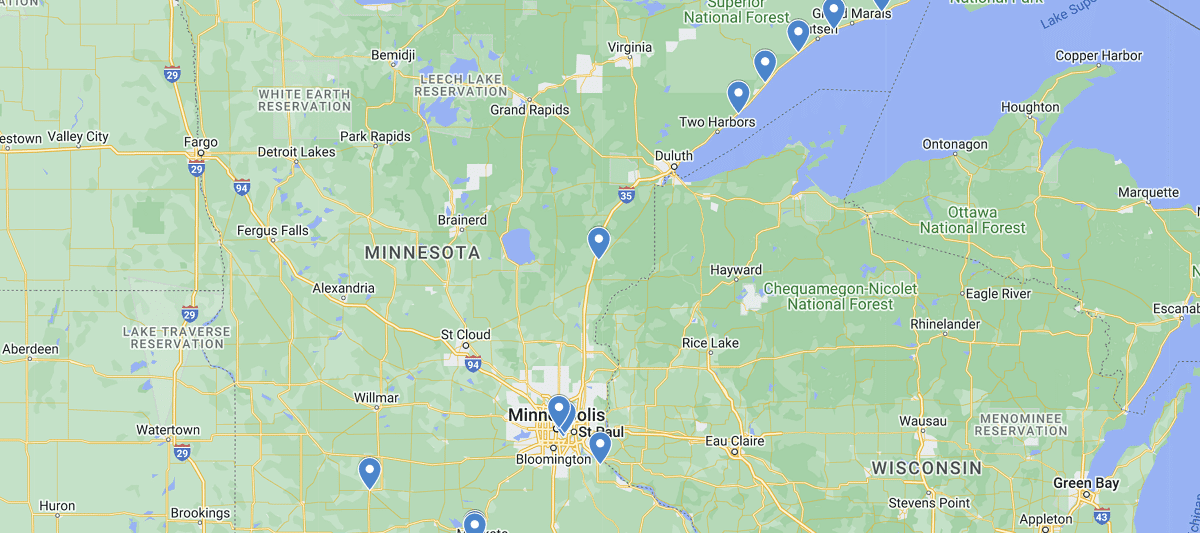 Minnesota Waterfalls Map