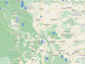 Montana Waterfalls Map
