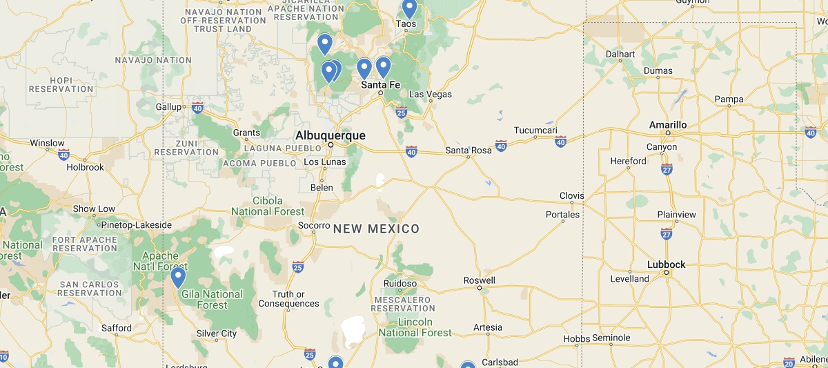 New Mexico Waterfalls Map