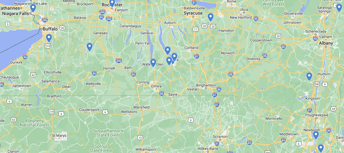 New York Waterfalls Map