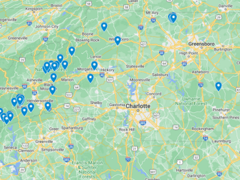 North Carolina Waterfalls Map