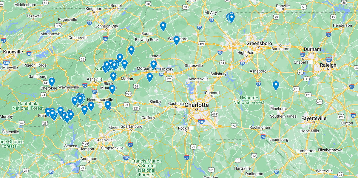 North Carolina Waterfalls Map - North Carolina Waterfalls Map north carolina waterfalls map