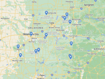 Oklahoma Waterfalls Map