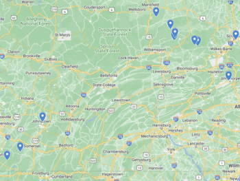 Pennsylvania Waterfalls Map