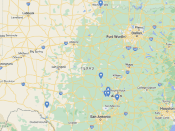 Texas Waterfalls Map