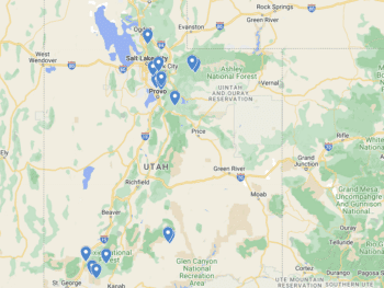 Utah Waterfalls Map