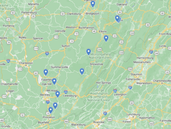 West Virginia Waterfalls Map