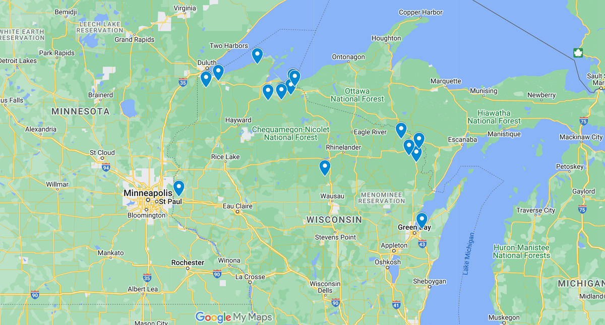 Wisconsin Waterfalls Map Guide and Details to Falls in WI