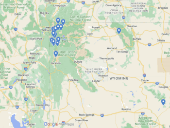 Wyoming Waterfalls Map